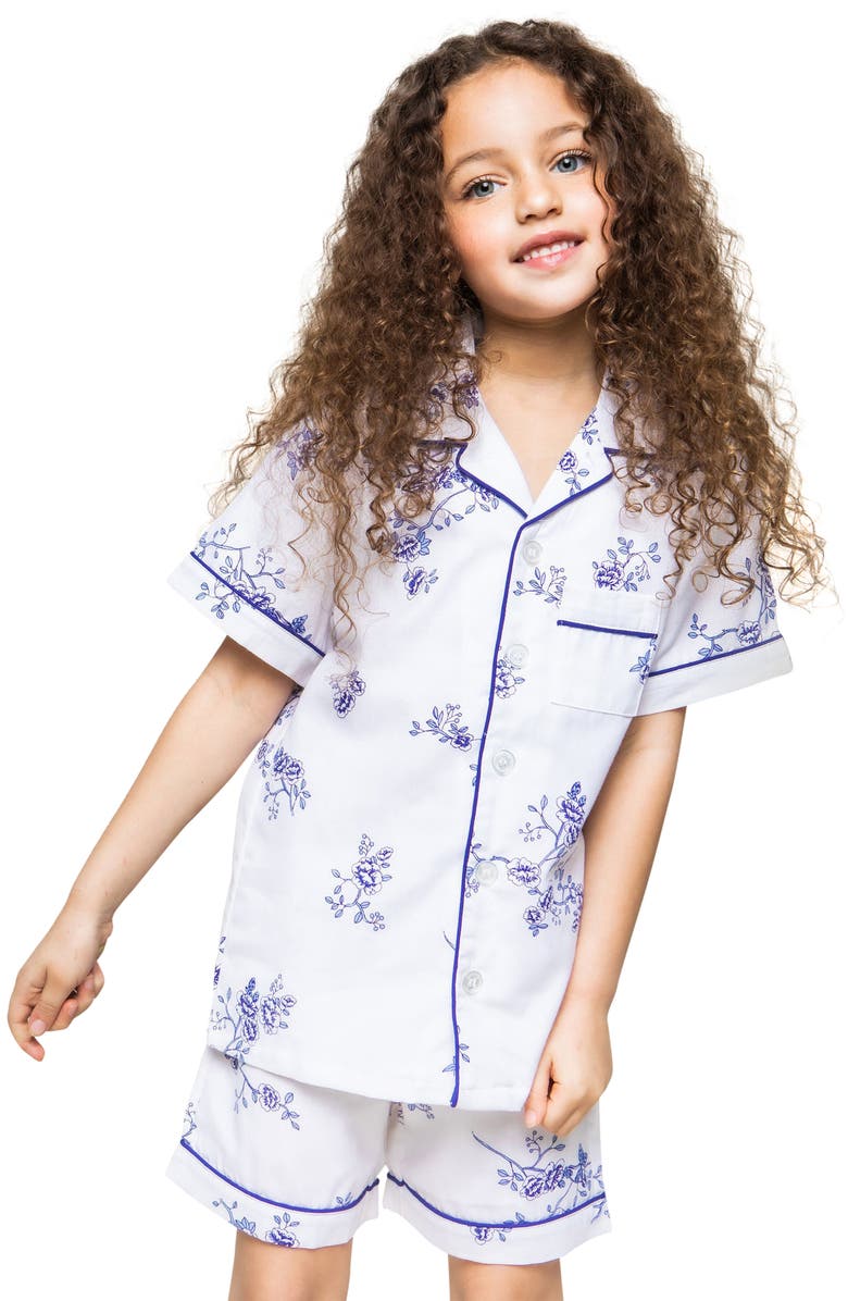 Petite Plume Kids' Floral Two-Piece Short Pajamas, Alternate, color, White