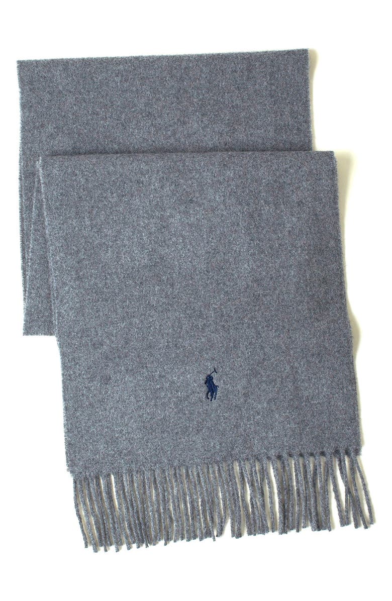 Polo Ralph Lauren Wool Blend Muffler Scarf, Main, color, Classic Grey Heather