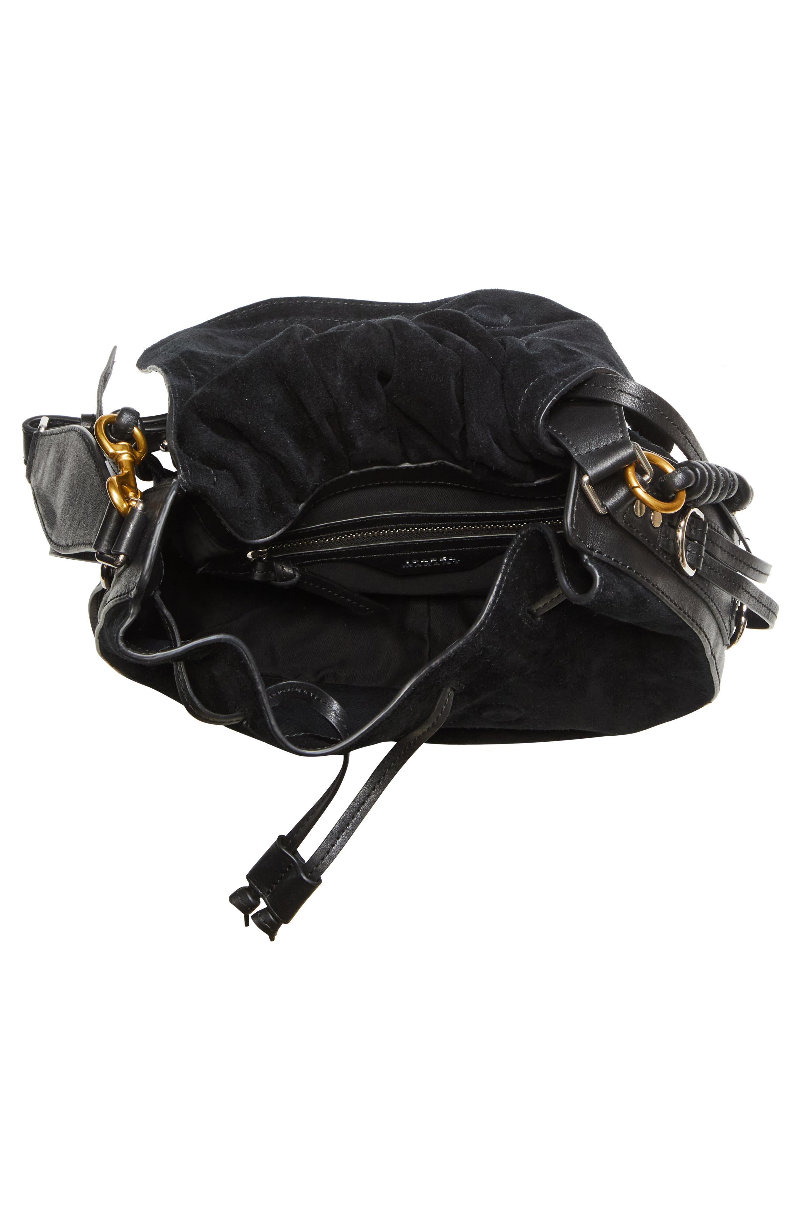 Isabel Marant Bolton Suede Hobo Bag, Alternate, color, Black/ Silver