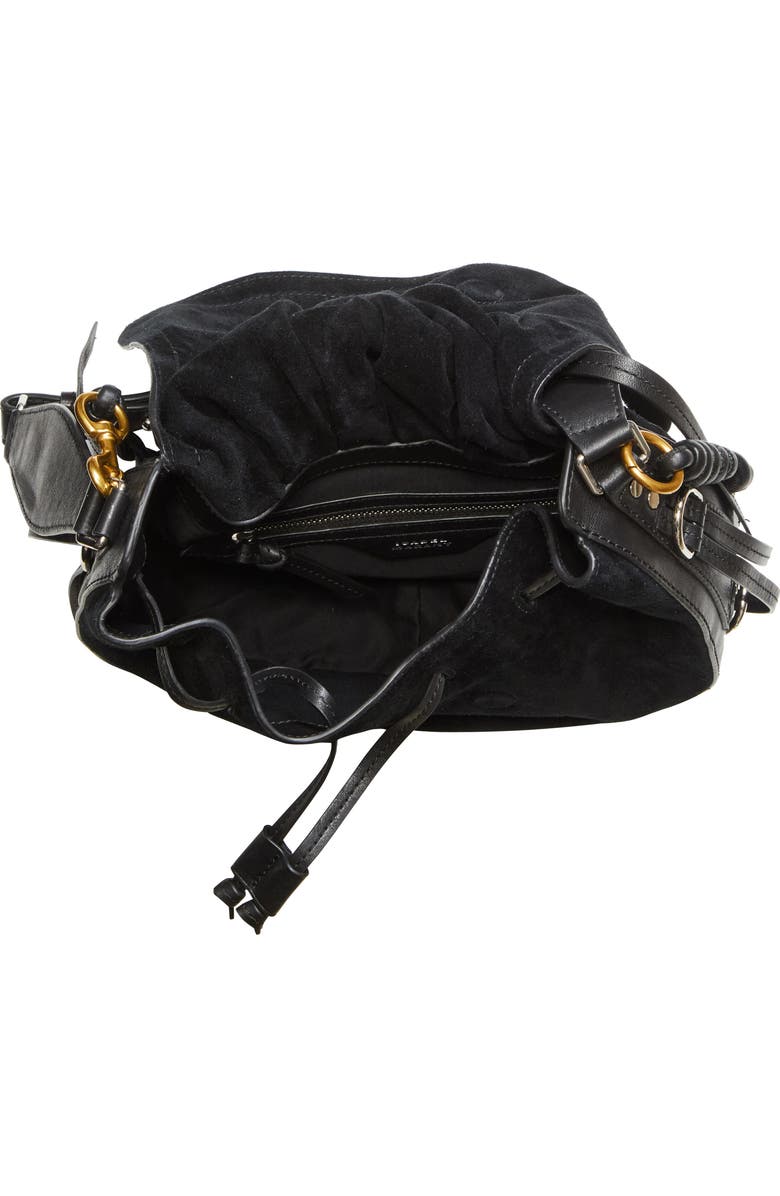 Isabel Marant Bolton Suede Hobo Bag, Alternate, color, Black/ Silver