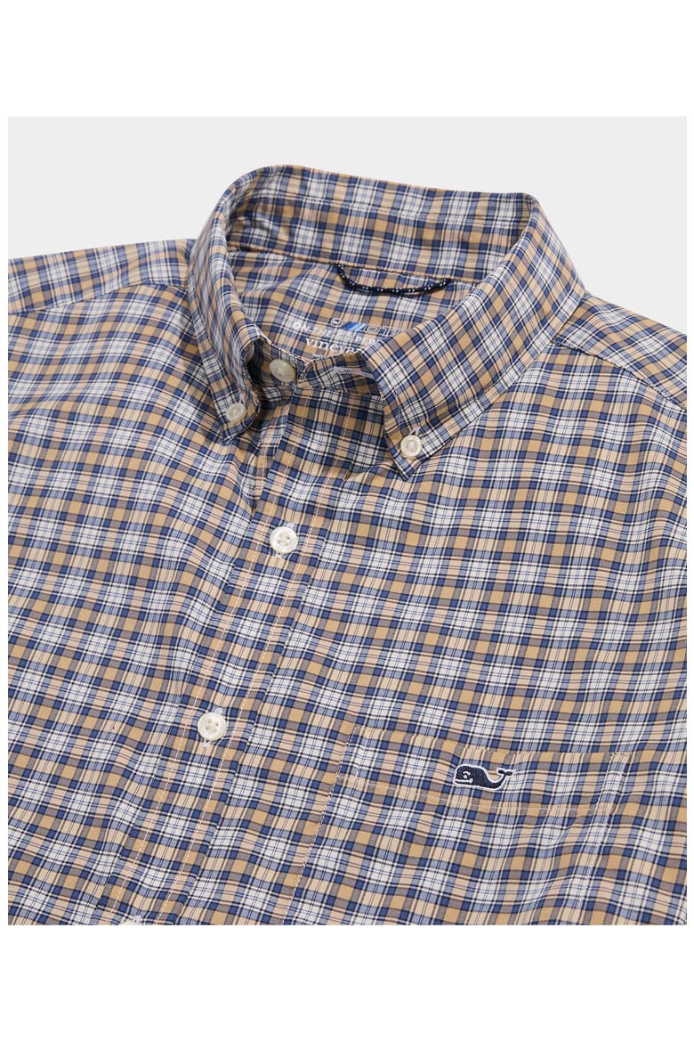 Classic Fit On-the-Go Performance Plaid Button-Down Shirt, Alternate, color, TOASTED ALMOND PLAID