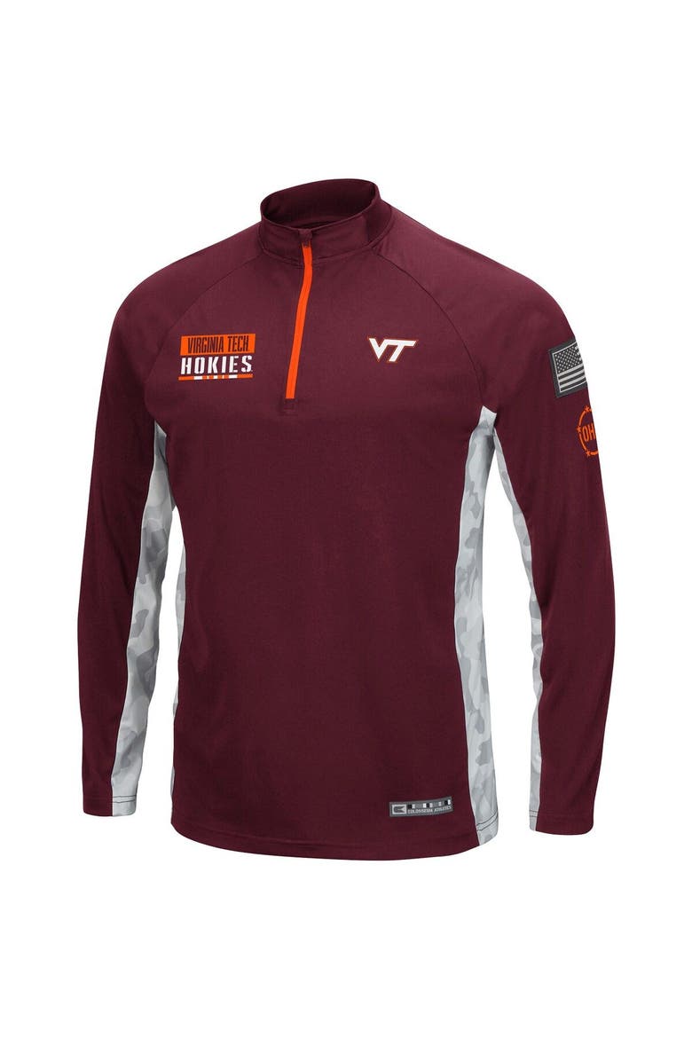 Men's Colosseum Maroon Virginia Tech Hokies OHT Military Appreciation Snow Cruise Raglan 1/4-Zip Jacket, Alternate, color, Maroon