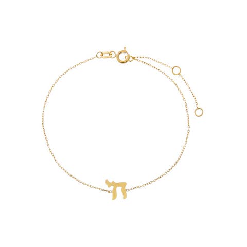 Mini Solid Chai Pendant Bracelet 14K