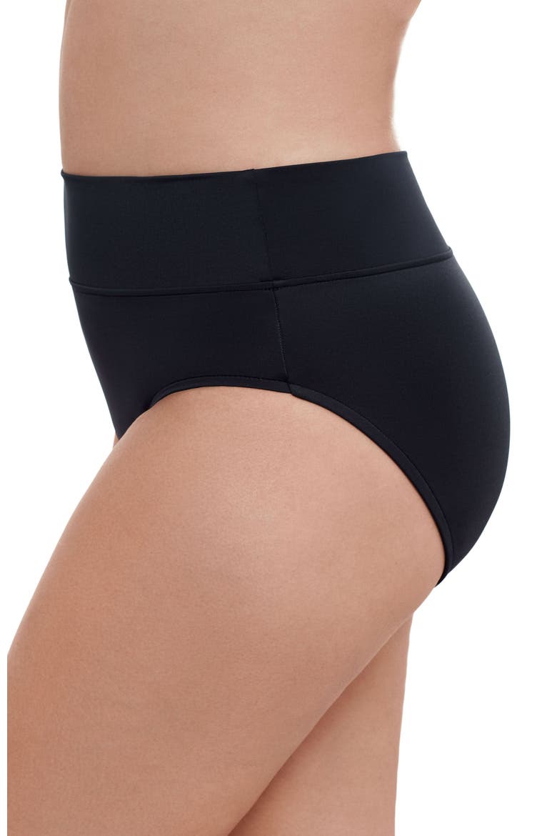 Wide Waistband Yoke-Top Control Swim Brief, Alternate, color, Black
