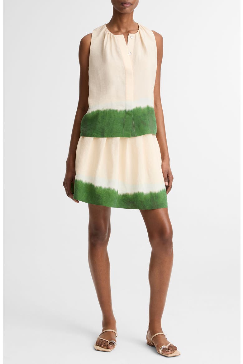 Dip Dye Sleeveless Button-Up Shirt, Alternate, color, PORCELAIN/ HERBAL