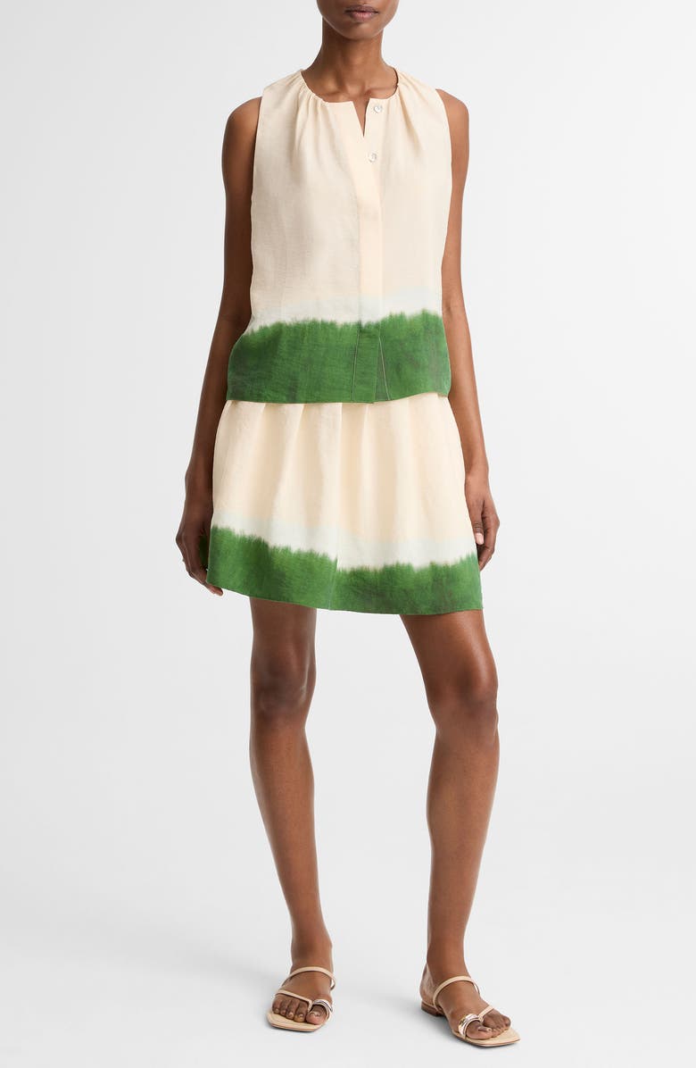 Vince Dip Dye Sleeveless Button-Up Shirt, Alternate, color, Porcelain/ Herbal