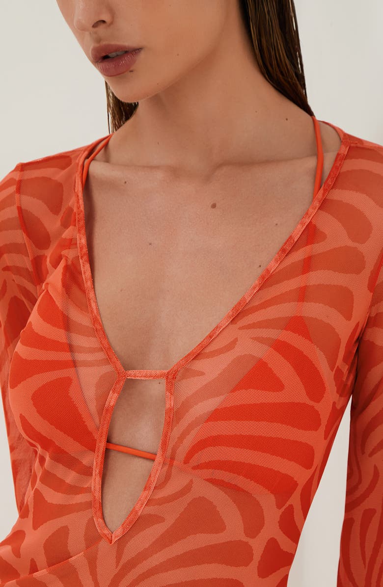 ViX Paula Hermanny Cherie Lidi Long Sleeve Cover-Up Dress, Alternate, color, 