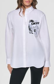 DKNY Print Pocket Poplin Shirt