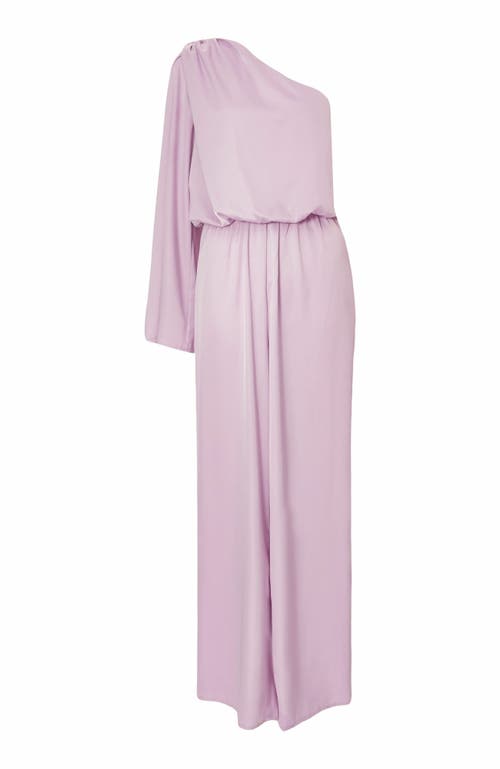 Quiz One Sleeved Satin Jumpsuit With Scarf Detail In Lilac