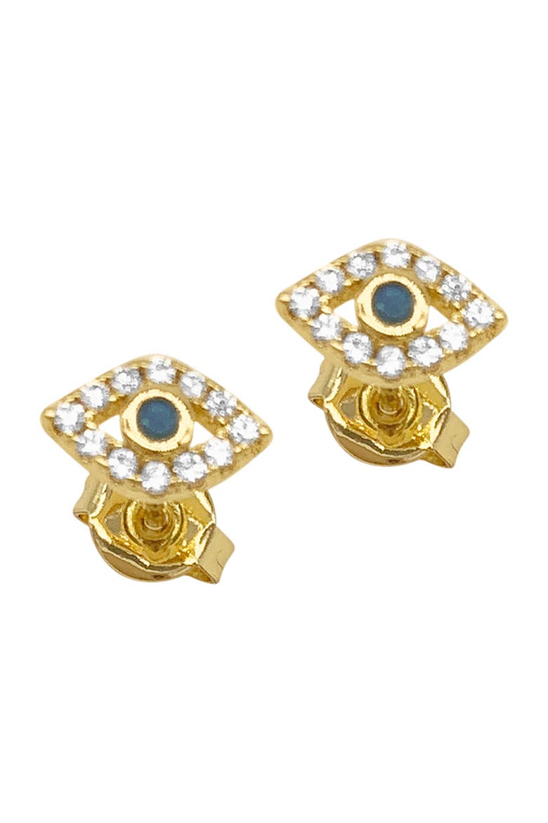 14K Yellow Gold Plated Evil Eye Stud Earrings, Alternate, color, YELLOW