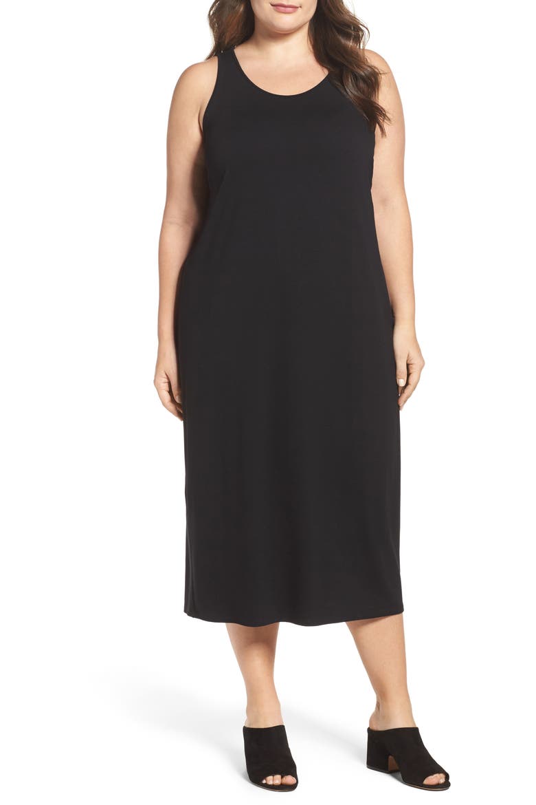 Jersey Midi Dress, Main, color, BLACK