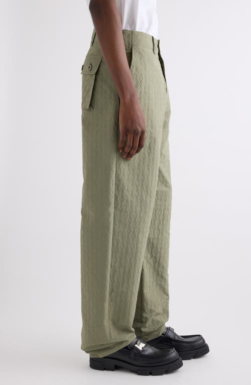 Givenchy Khaki Textured Monogram 72 Trousers In Almond Green