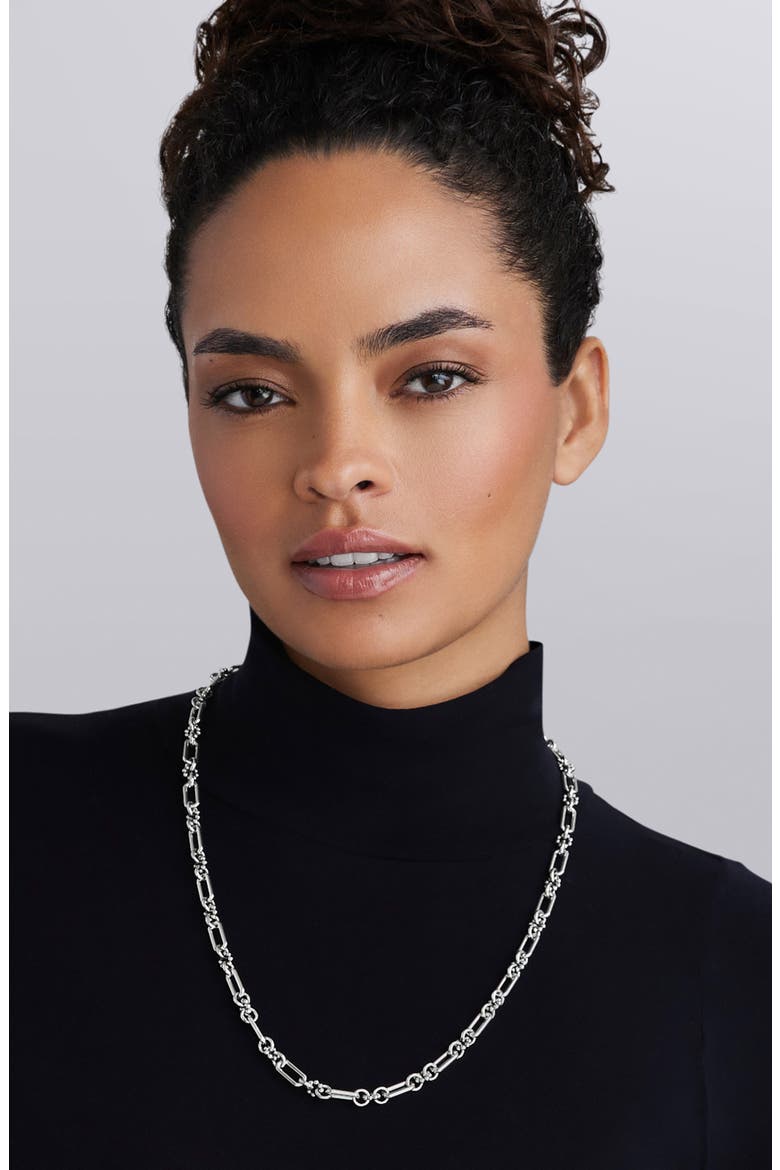 Petite Sterling Silver Caviar Link Necklace, Alternate, color, SILVER