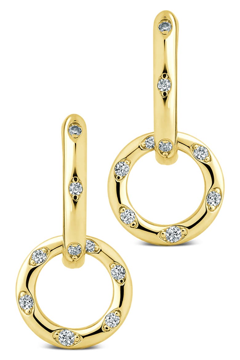 Double Halo Pavé Drop Earrings, Alternate, color, GOLD