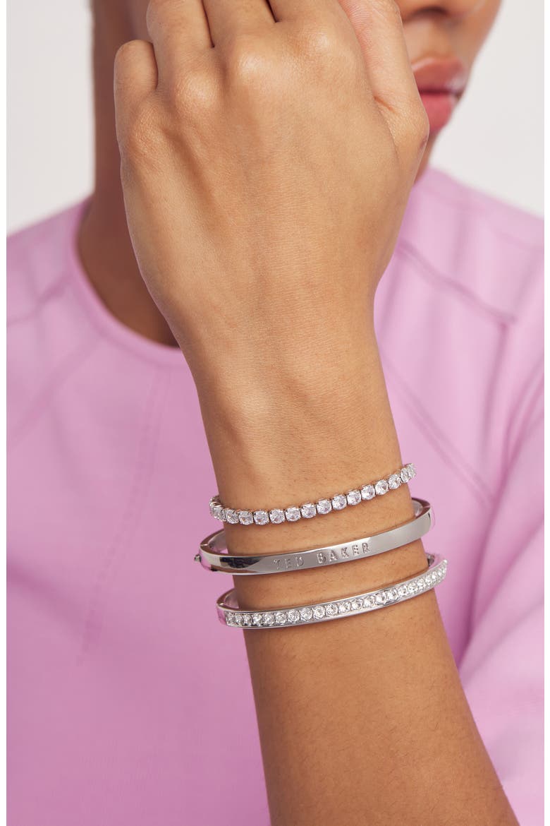 Melrah Icon Crystal Slider Tennis Bracelet, Alternate, color, SILVER TONE CLEAR CRYSTAL
