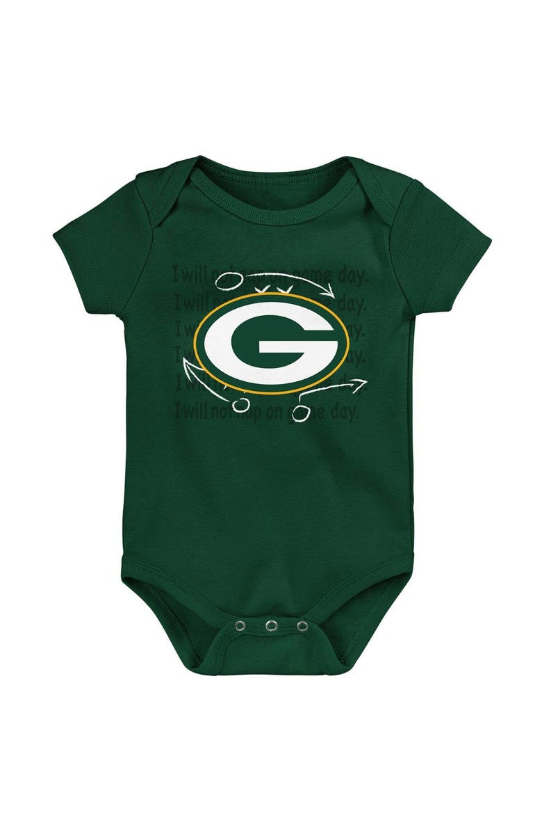 Outerstuff Newborn & Infant Green/Gold/Heather Gray Green Bay Packers Three-Pack Eat, Sleep & Drool Retro Bodysuit Set, Alternate, color, Green