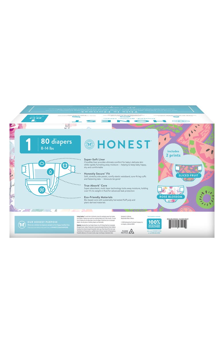 The Honest Company Rose Blossom/Sliced Fruit Size 1 Club Box Diapers, Alternate, color, 