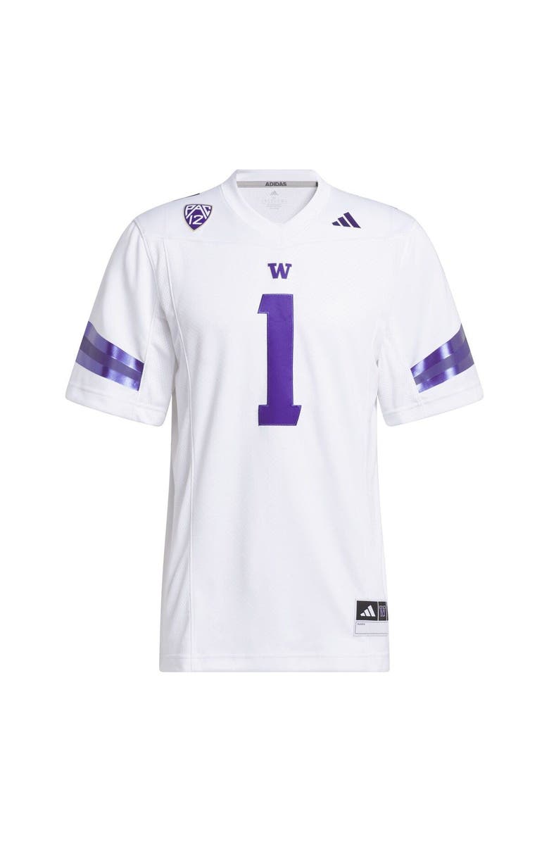 adidas Men's adidas #1 White Washington Huskies Premier Football Jersey, Alternate, color, White