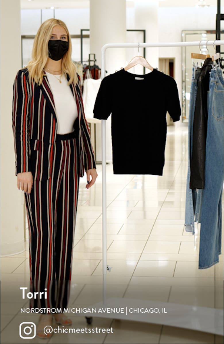 Belva Short Sleeve Cotton & Cashmer Sweater, sales video thumbnail