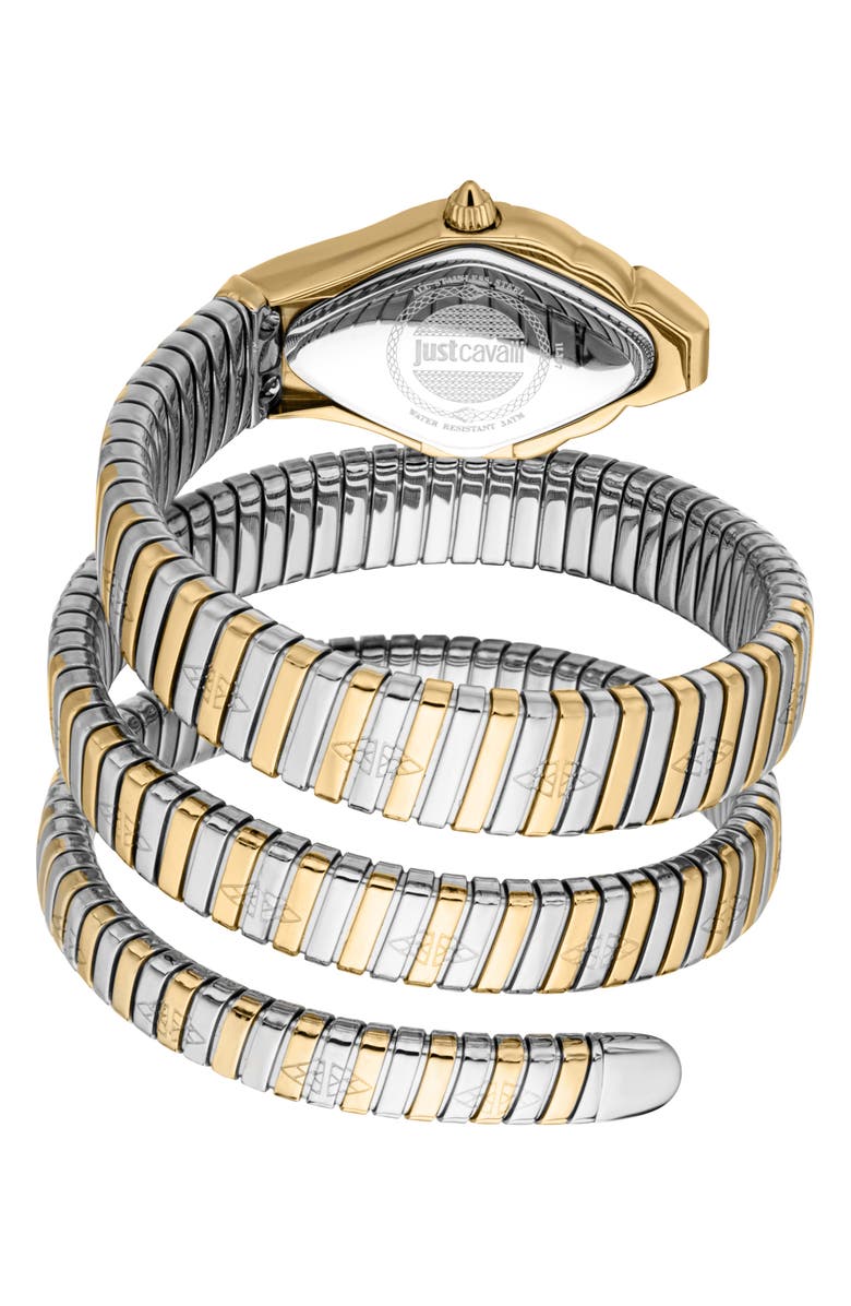 Just Cavalli Snake Wraparound Bracelet Watch, 22mm x 36.5mm, Alternate, color,