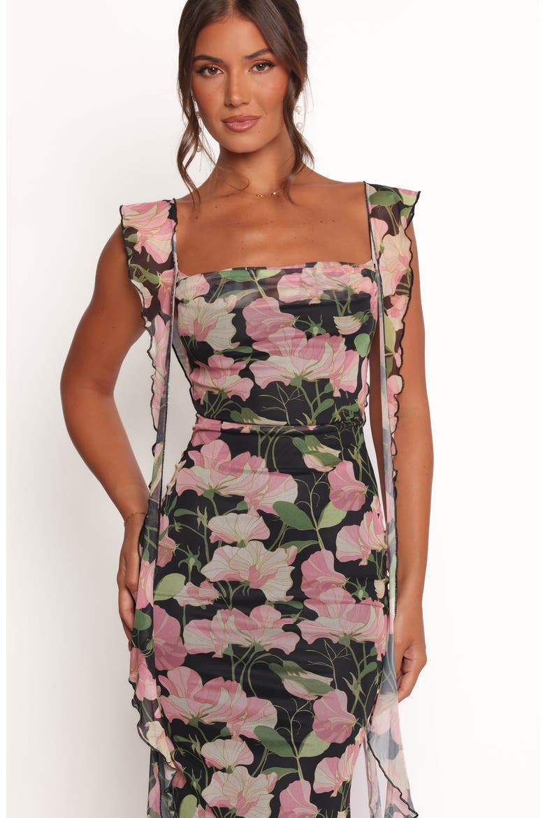 Chiara Maxi Cocktail Dress, Alternate, color, BLACK FLORAL