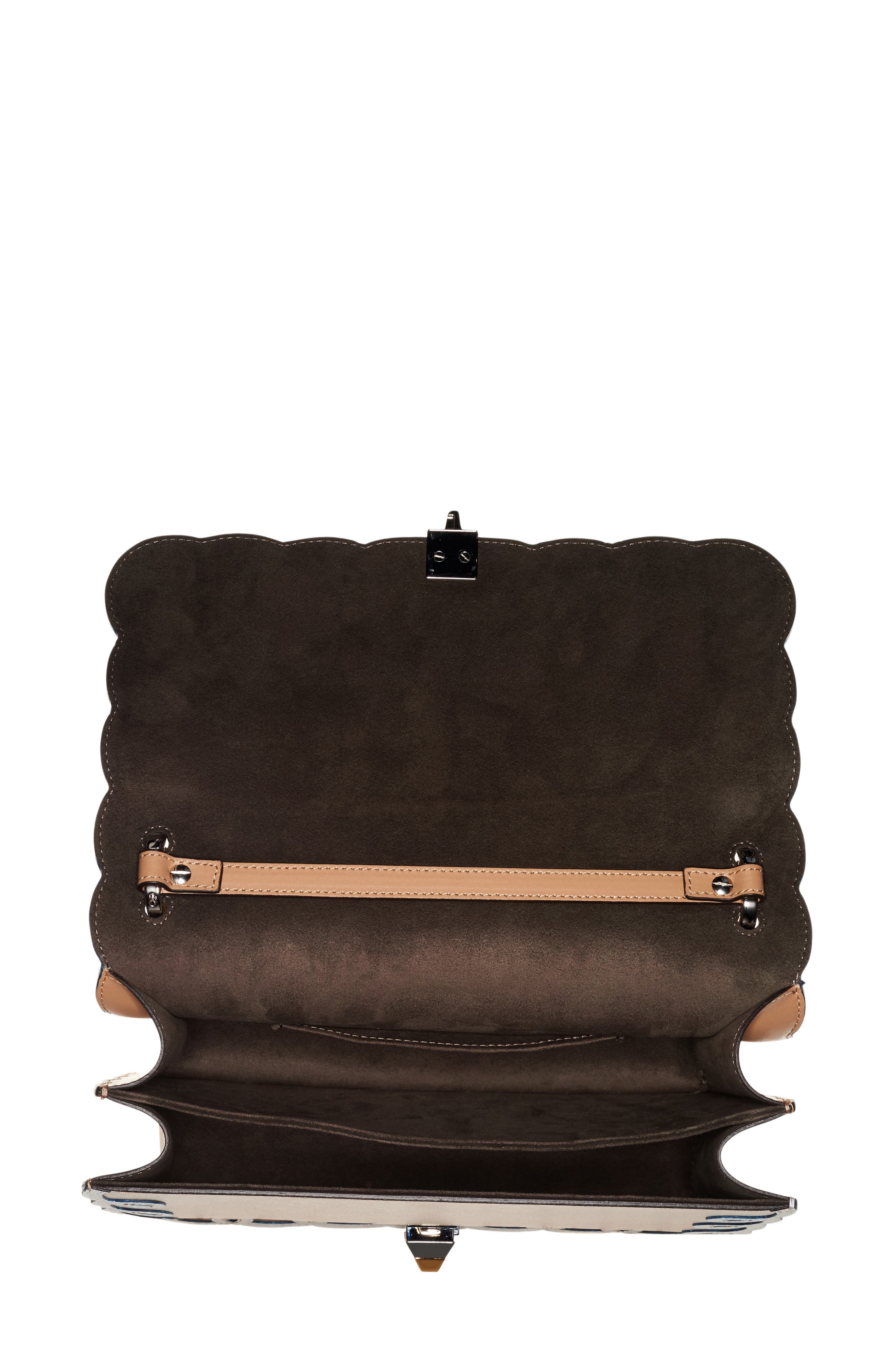 Fendi Kan I Scalloped Leather Shoulder Bag, Alternate, color, 