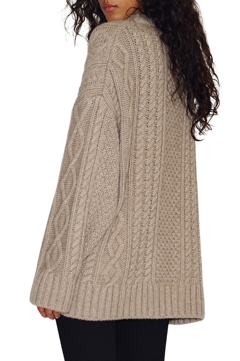 x Alexa Chung Oversized Cable Knit Sweater, Alternate, color, OATMEAL