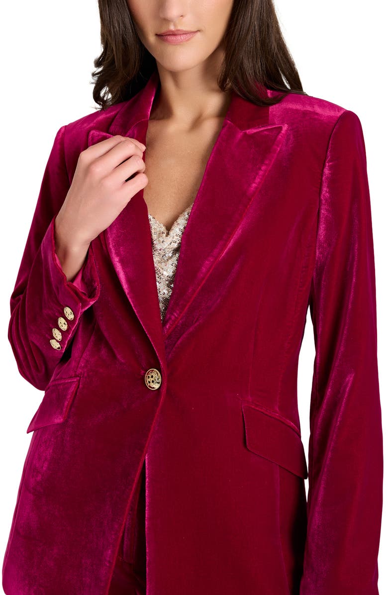 Tahari ASL Velvet Jacket, Alternate, color, Magneta