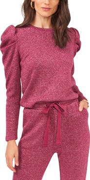 1.STATE Puff Shoulder Metallic Knit Top