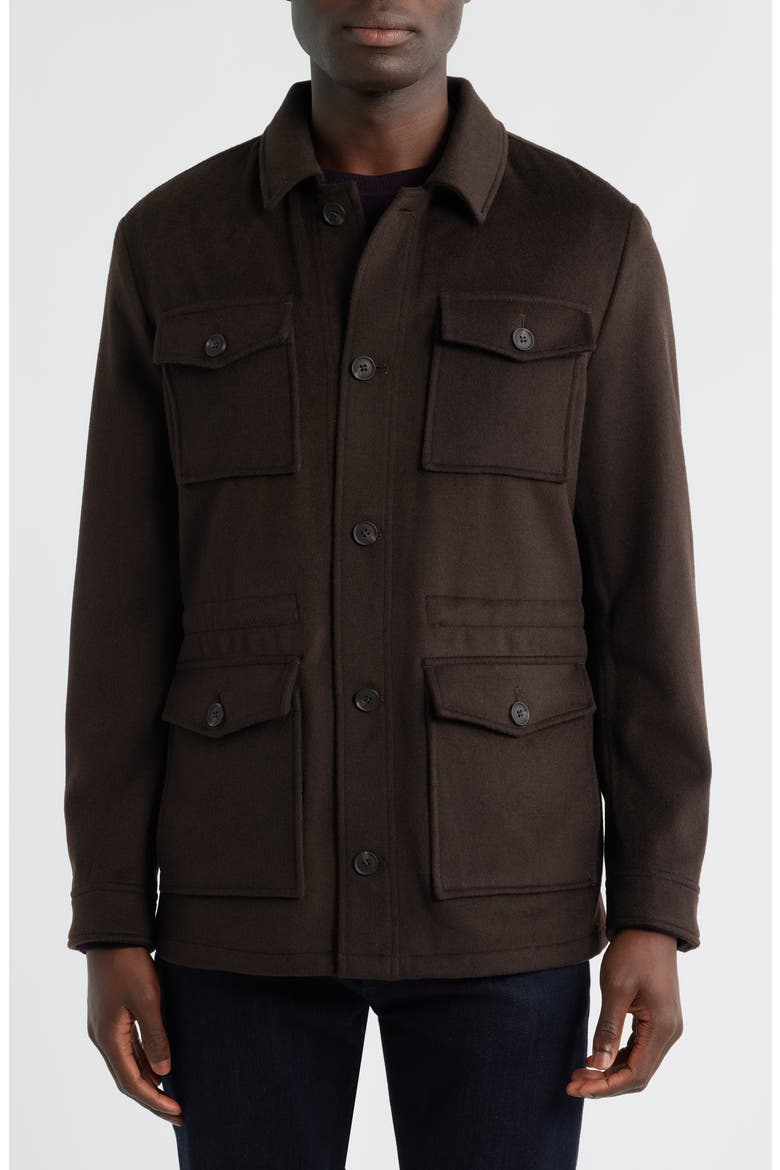 Felted Wool Blend Field Jacket, Alternate, color, BROWN