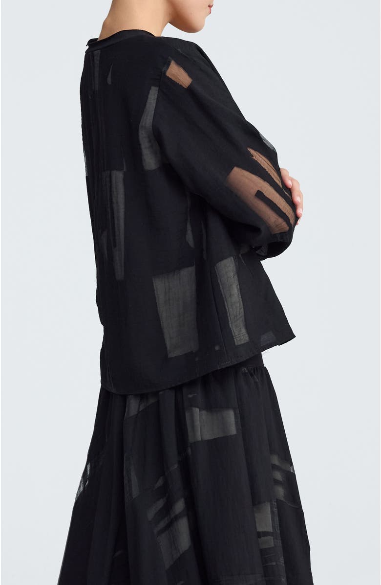 LUUKAA Selindra Sheer Jacquard Blouse, Alternate, color, Khaki Black