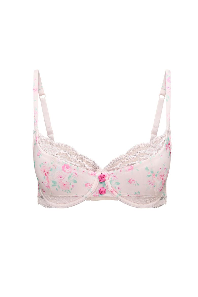 Gretel Contour Demi Bra, Alternate, color, Floral pink