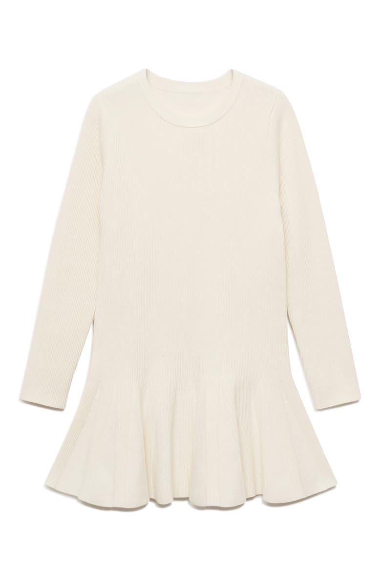 Ottom Pleated Long Sleeve Stretch Rib Minidress, Alternate, color, ECRU