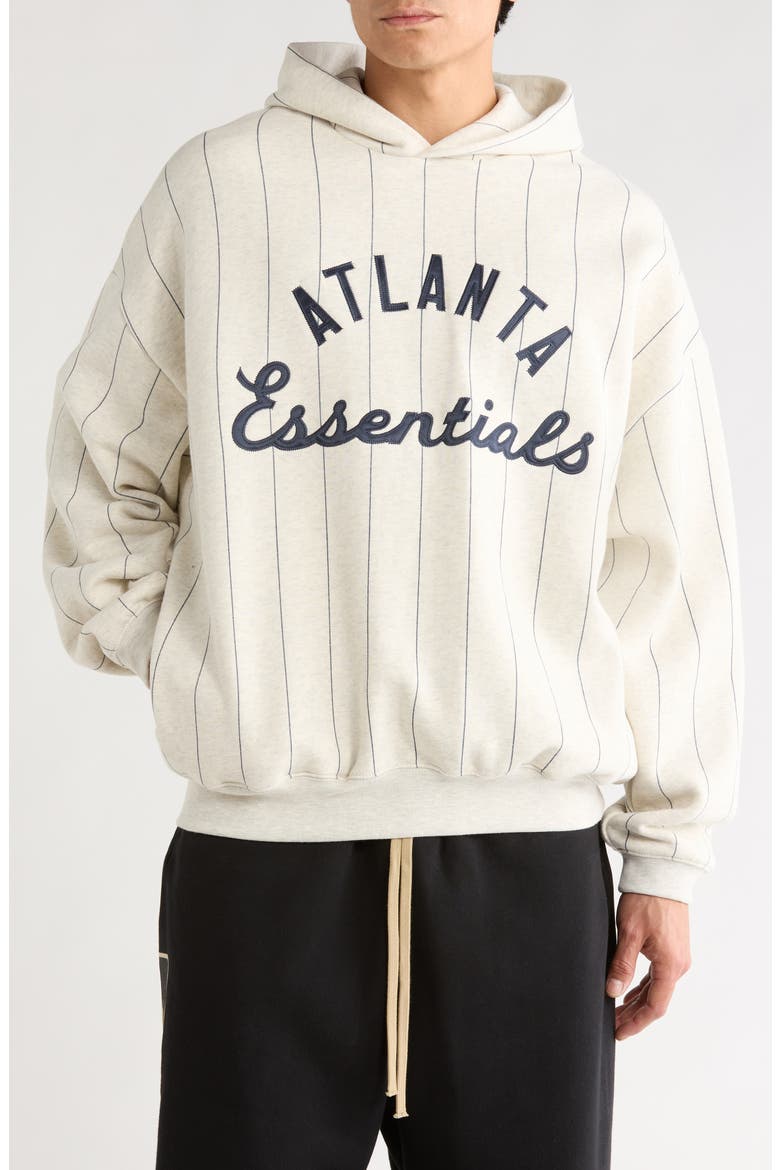 x MLB Braves Sport Cotton Blend Graphic Hoodie, Main, color, OATMEAL HEATHER/ PINSTRIPES