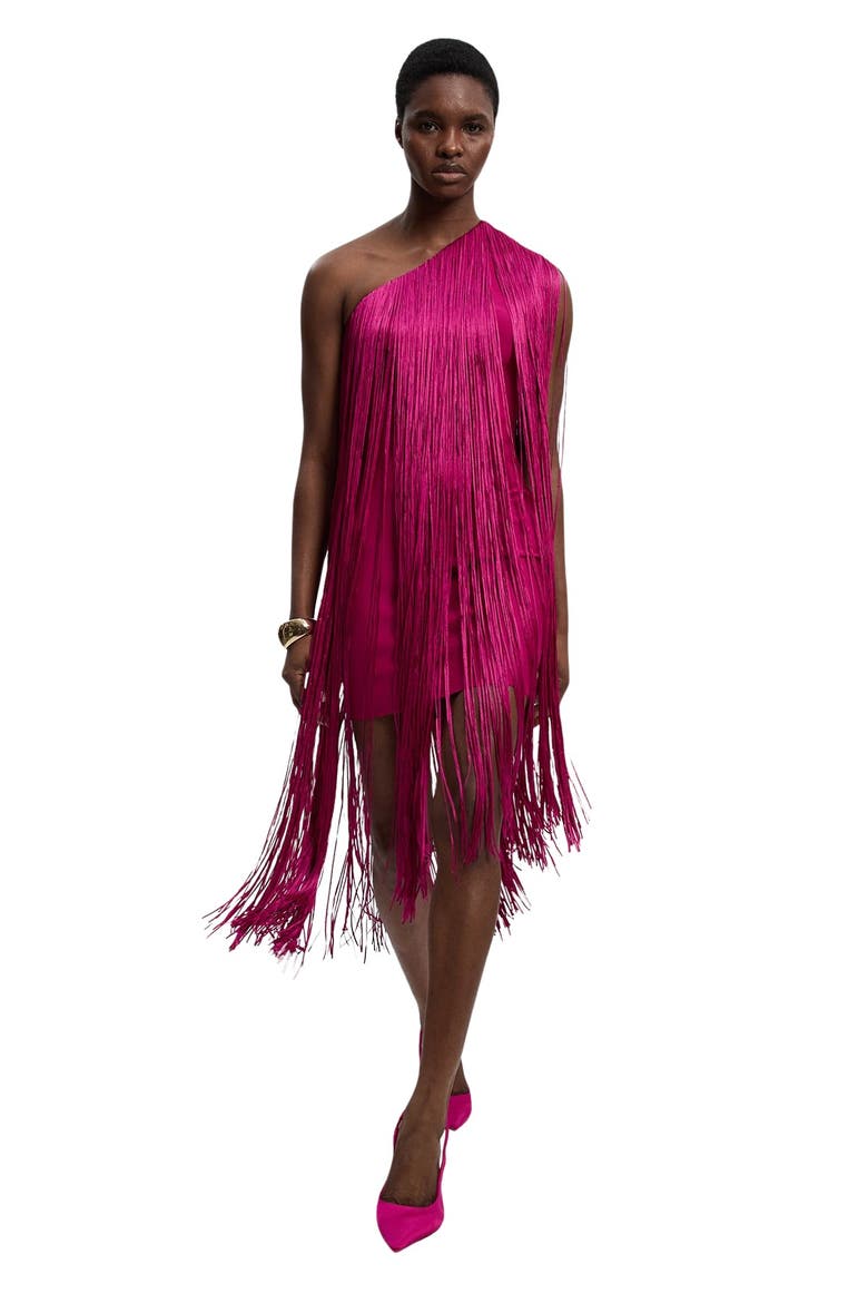 Bandage Fringe Mini Dress, Main, color, Magenta