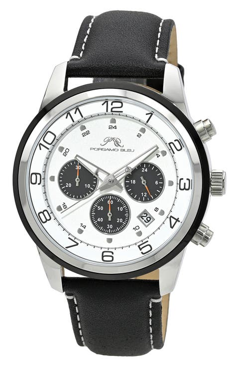 Arthur Chronograph Leather of Silicone Strap Watch, 44mm