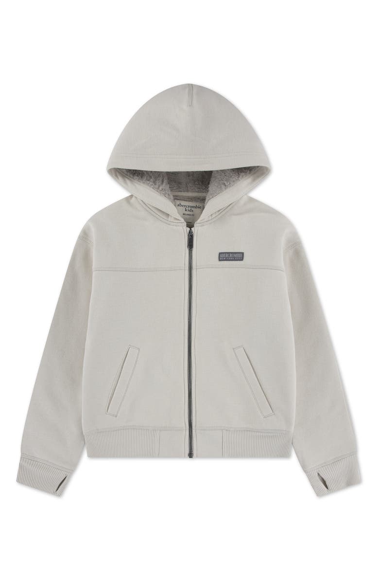 abercrombie kids Kids
 Faux Fur Lined Full Zip Hoodie, Main, color, Pumice Stone