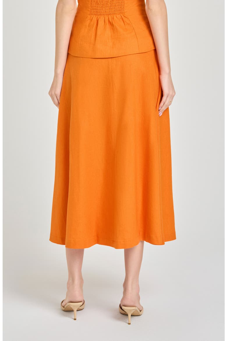 x Hannah Lovey Porter Capri Linen Blend Midi Skirt (Nordstrom Exclusive), Alternate, color, ORANGE