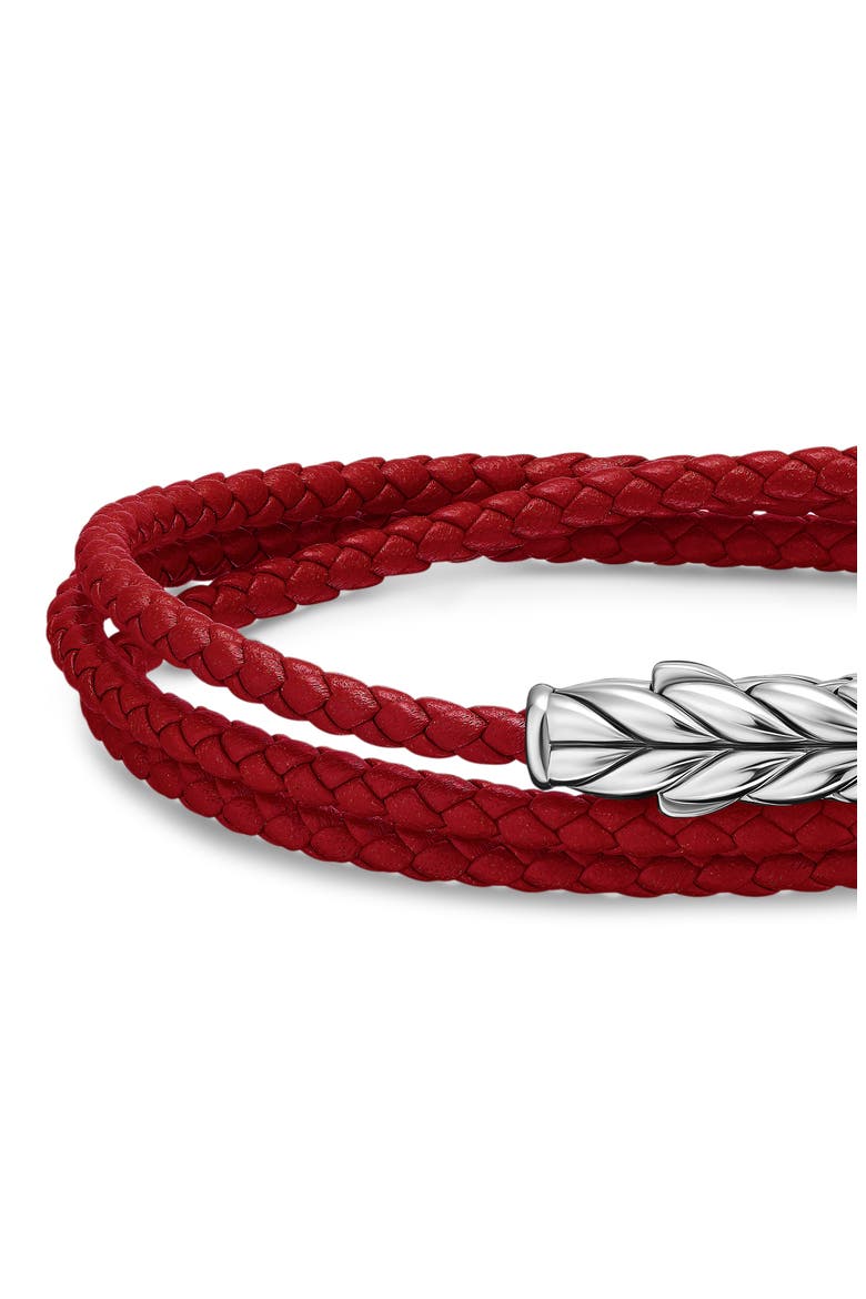 Sterling Silver Leather Bracelet, Alternate, color, RED