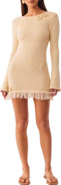 SNDYS Monroe Reversible Long Sleeve Metallic Mini Sweater Dress