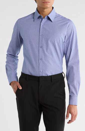 Duchamp Slim Fit Dot Textured Stretch Cotton Dress Shirt