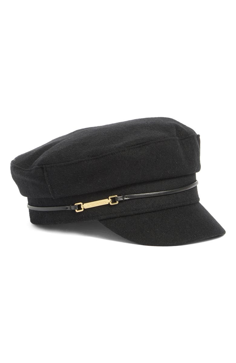 Vince Camuto Solid Felt Skipper Cap, Main, color, Black
