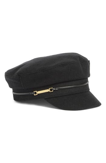 Vince Camuto Solid Felt Skipper Cap In Black