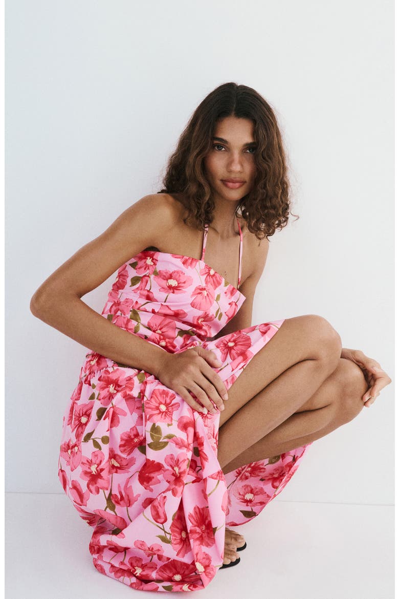 Floral Halter Neck Top, Alternate, color, PINK