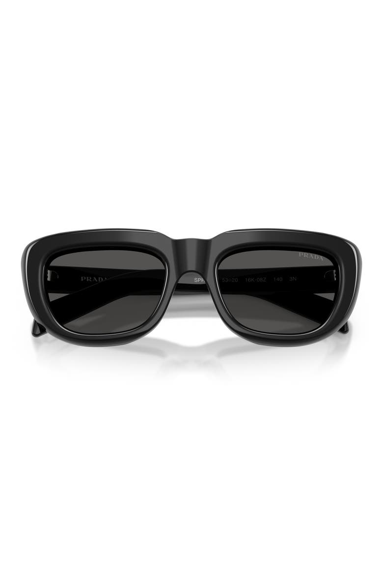 53mm Rectangular Sunglasses, Alternate, color, BLACK