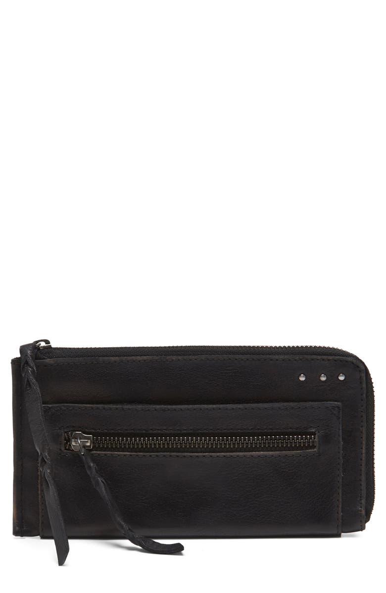 Free People We the Free Emerson Leather Wallet, Main, color, Black