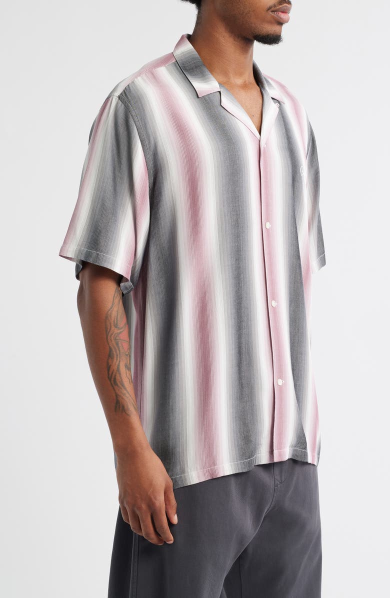 Carhartt Work In Progress Dashner Ombré Stripe Viscose Camp Shirt, Alternate, color, Dashner Stripe Graphite