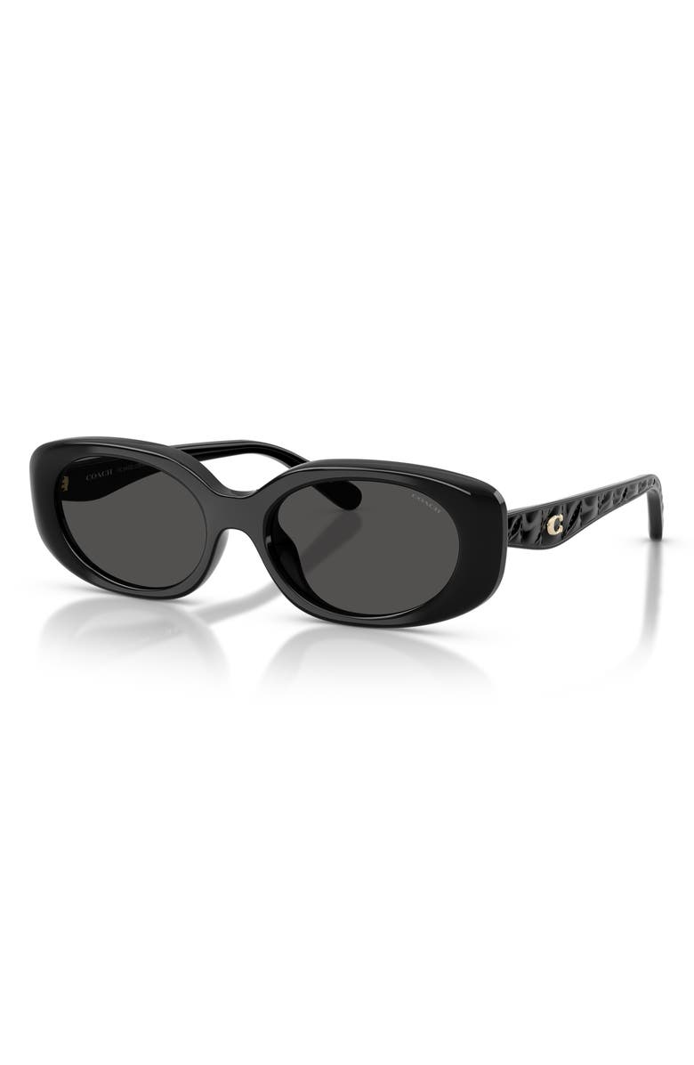 COACH 54mm Oval Sunglasses, Alternate, color, Black / Grey Solid