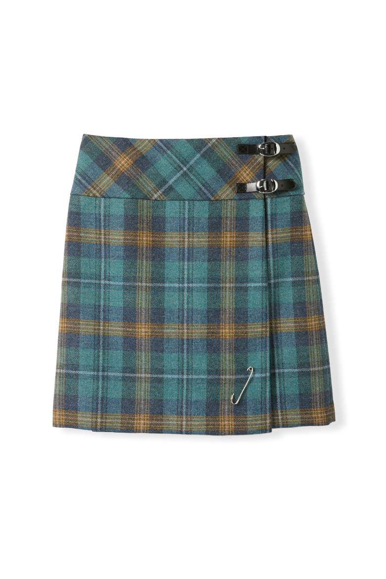 The Celt Kilt, Alternate, color, Teal / Ochre Tartan