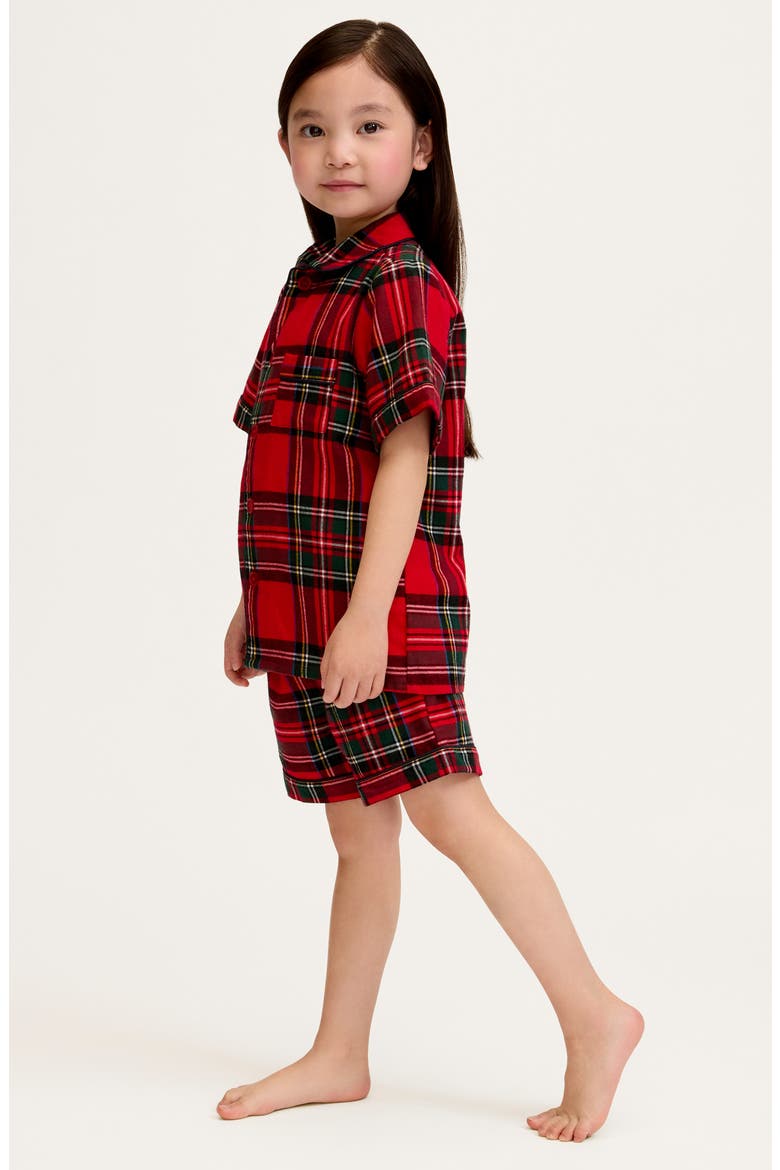 Kids' Tartan Two-Piece Short Pajamas, Alternate, color, RED